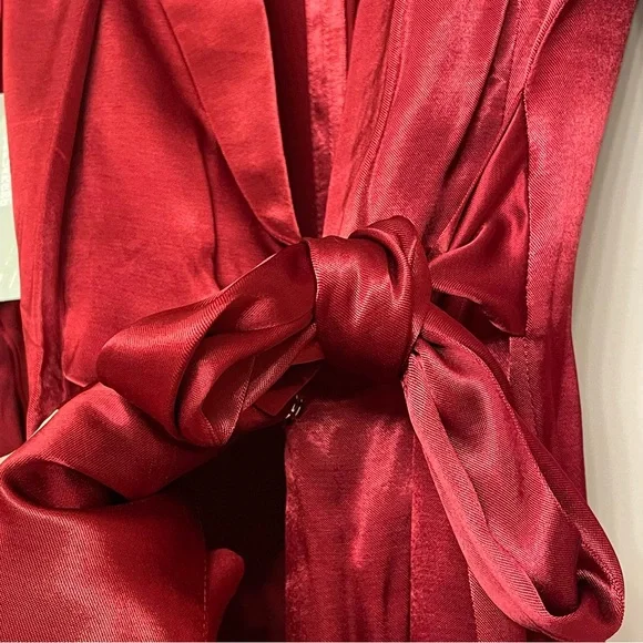 H&M Red Satin Wrap Blazer Dress - Picture 6 of 7